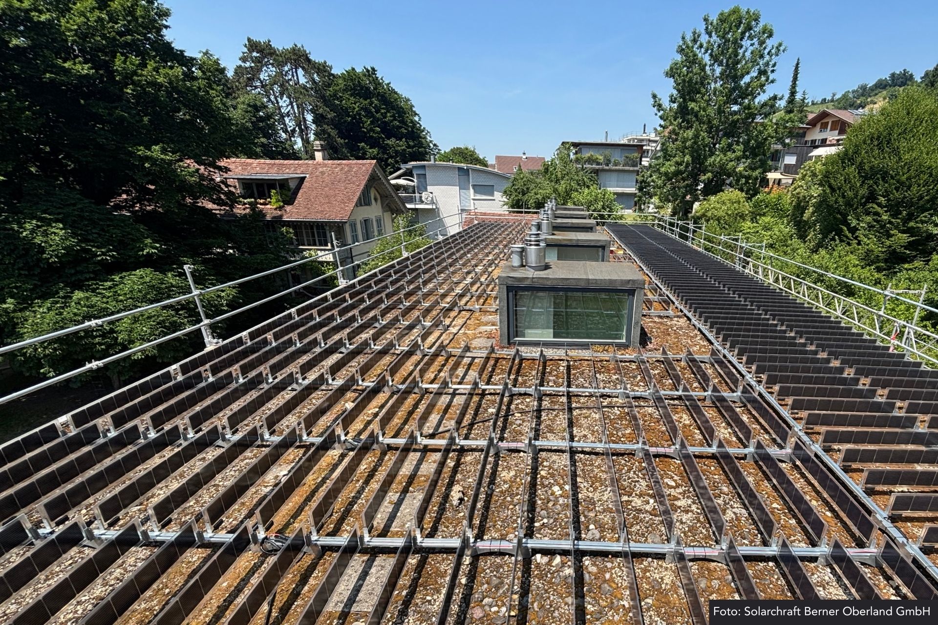 Vertikale Grün-
dach-PV-Anlage